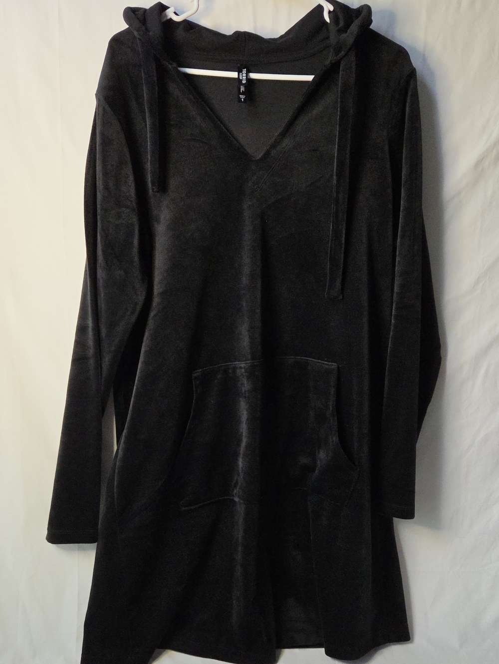 Torrid Velour Hooded Long Sleeve Mini Lounge Gown Deep Black 1